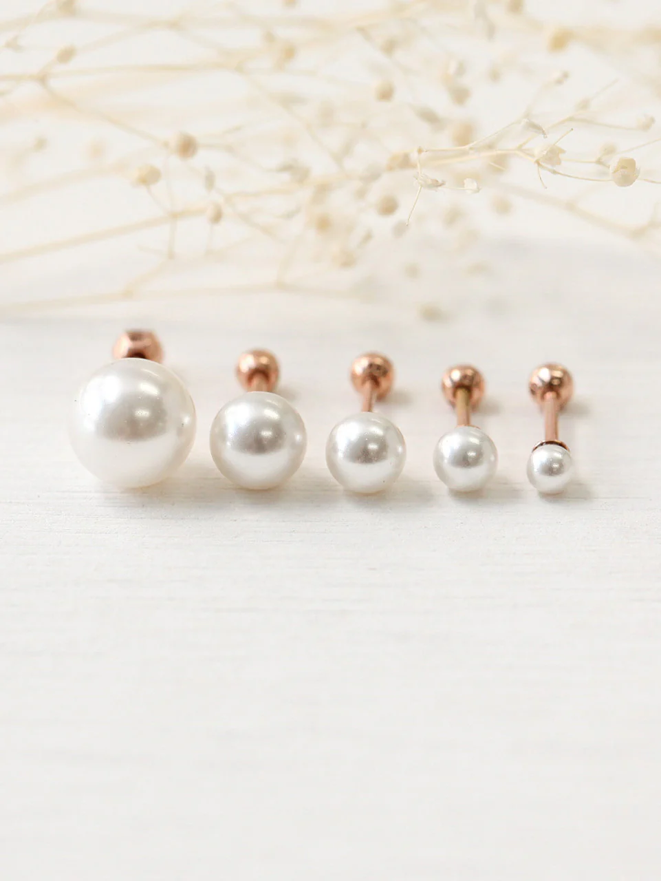 14K Gold Pearl Cartilage Earring 18G - Image 2