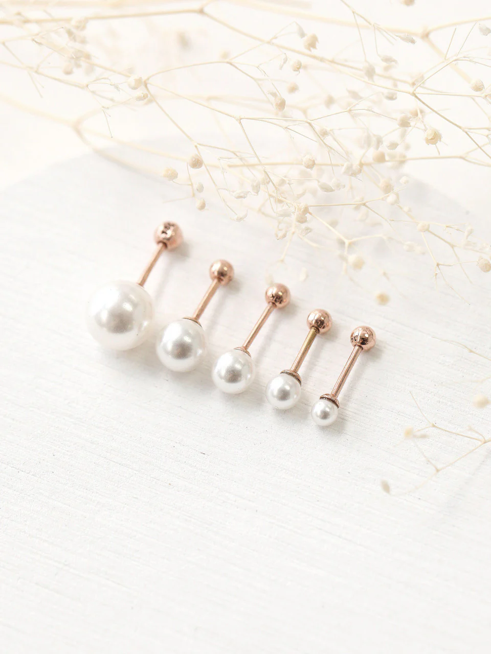 14K Gold Pearl Cartilage Earring 18G - Image 3
