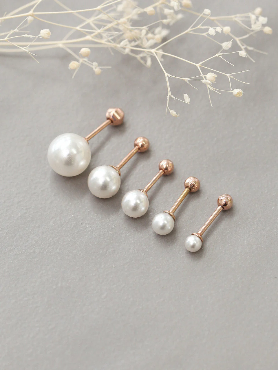 14K Gold Pearl Cartilage Earring 18G - Image 6