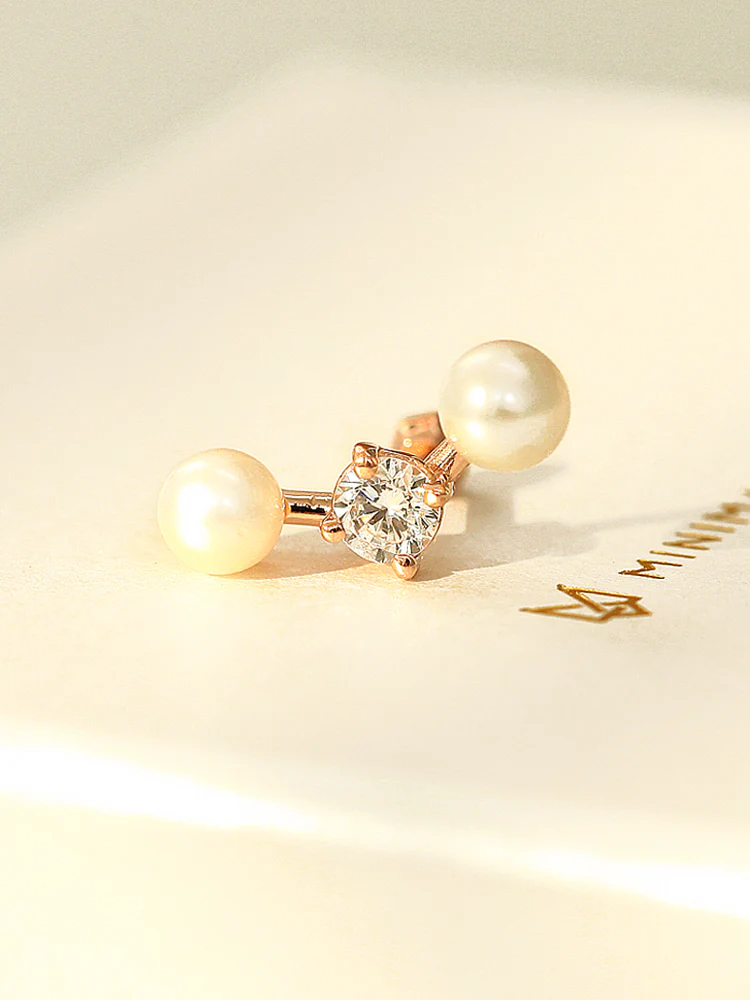 14K Gold Pearl Cubic Cartilage Earring 18G16G - Image 8