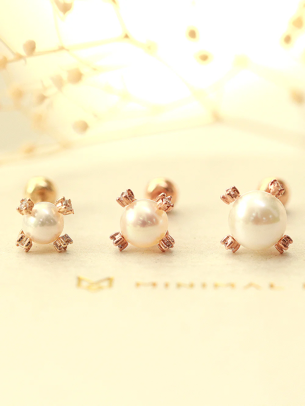 14K Gold Pearl Cubic Cartilage Earring 20G - Image 2