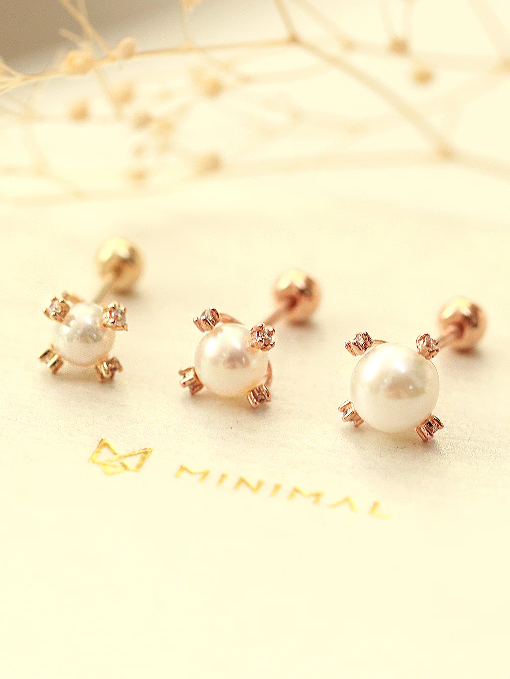 14K Gold Pearl Cubic Cartilage Earring 20G - Image 3
