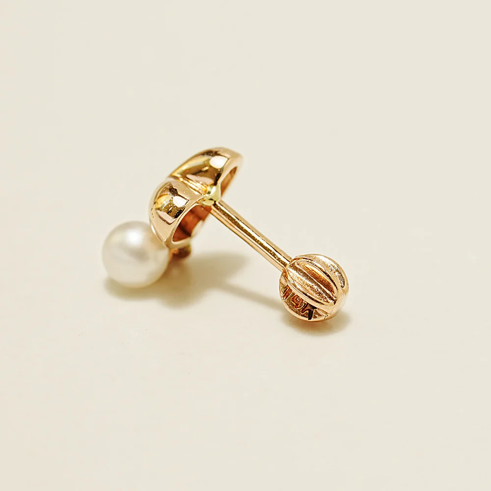 14K Gold Pearl Drop Heart Cartilage Earring 18G16G - Image 12