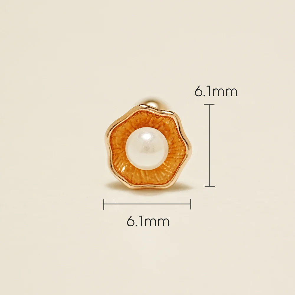14K Gold Pearl Shell Cartilage Earring 20G - Image 6