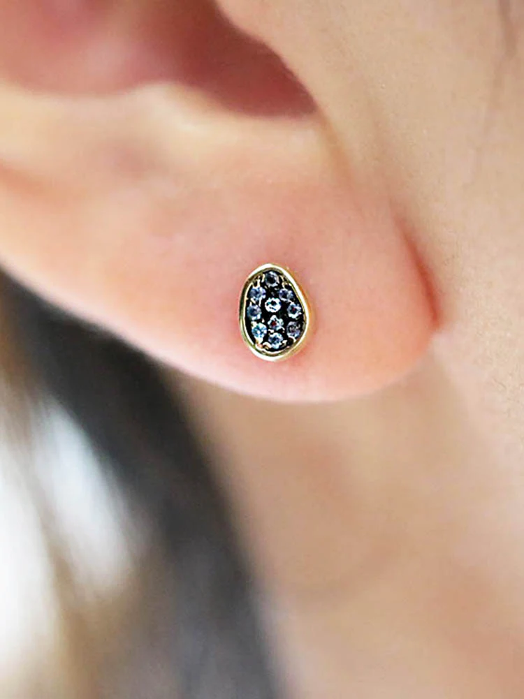 14K Gold Pebble Cartilage Earring 18G16G - Image 7