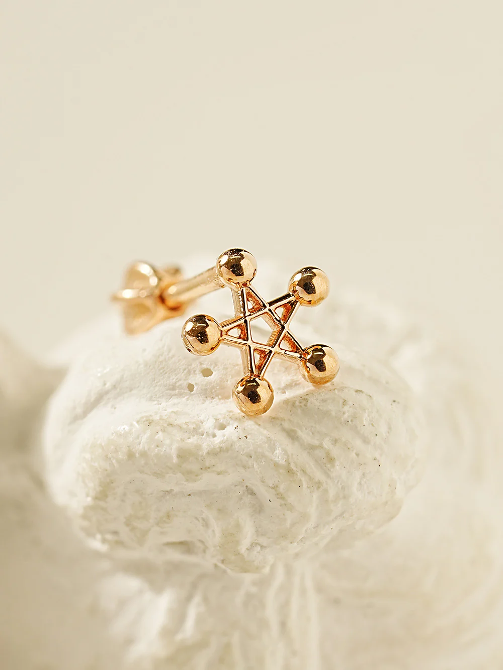 14K Gold Pentagram Star Cartilage Earring 18G16G