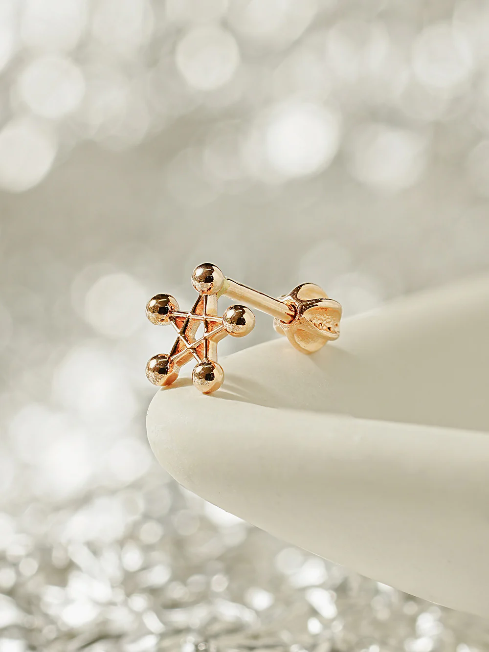 14K Gold Pentagram Star Cartilage Earring 18G16G - Image 10