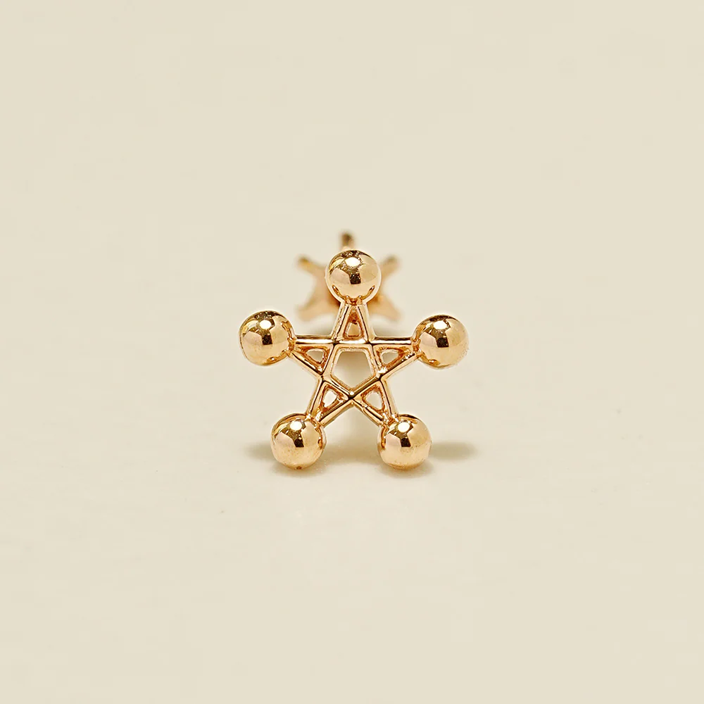 14K Gold Pentagram Star Cartilage Earring 18G16G - Image 11