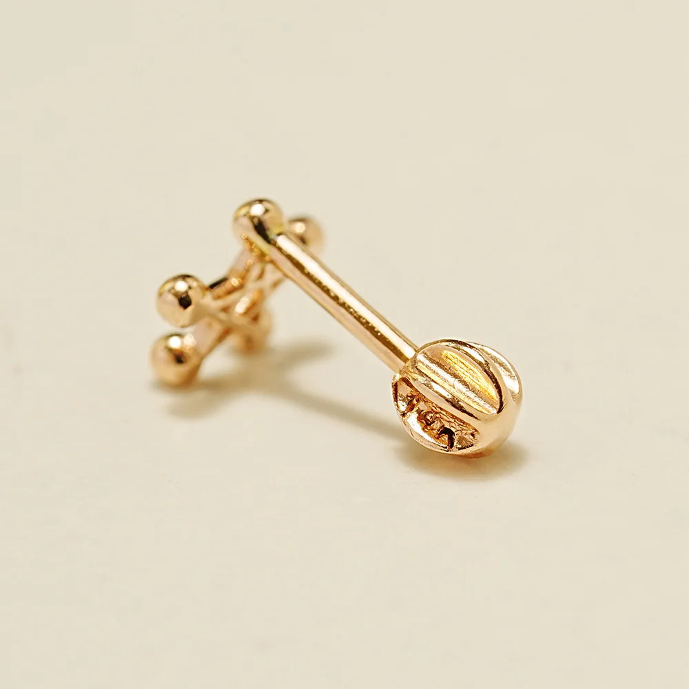 14K Gold Pentagram Star Cartilage Earring 18G16G - Image 12