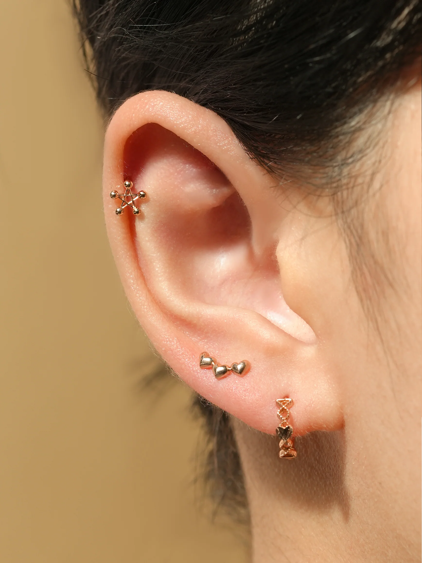 14K Gold Pentagram Star Cartilage Earring 18G16G - Image 4