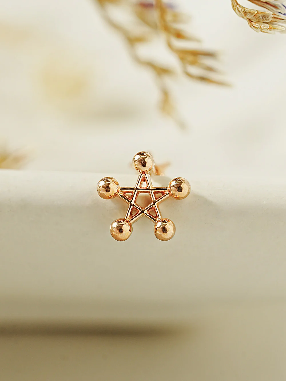 14K Gold Pentagram Star Cartilage Earring 18G16G - Image 9
