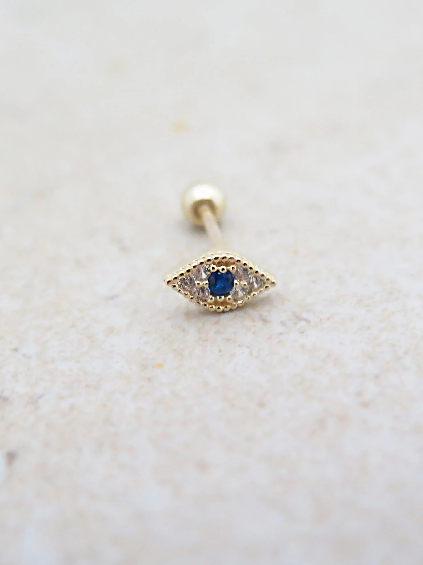 14K Gold Piercing Evil Eye Cartilage Earring 20g - Image 14