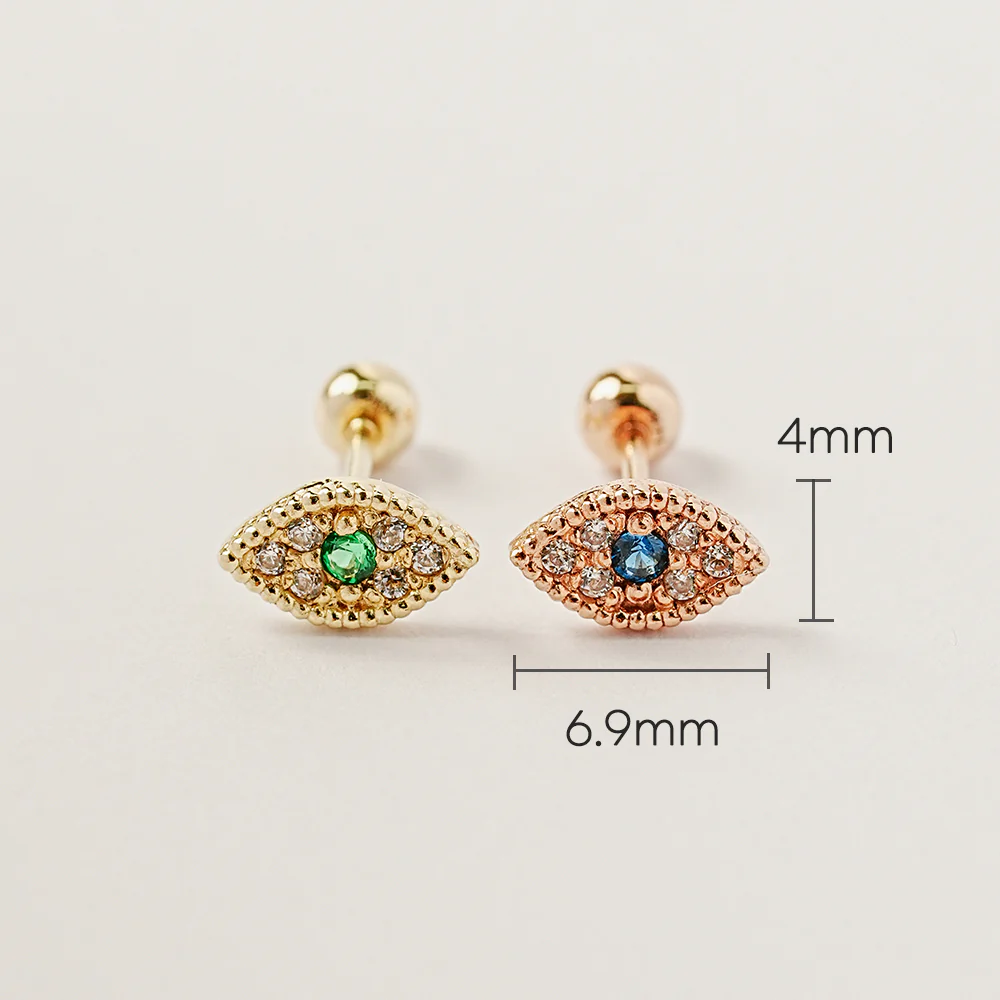 14K Gold Piercing Evil Eye Cartilage Earring 20g - Image 19