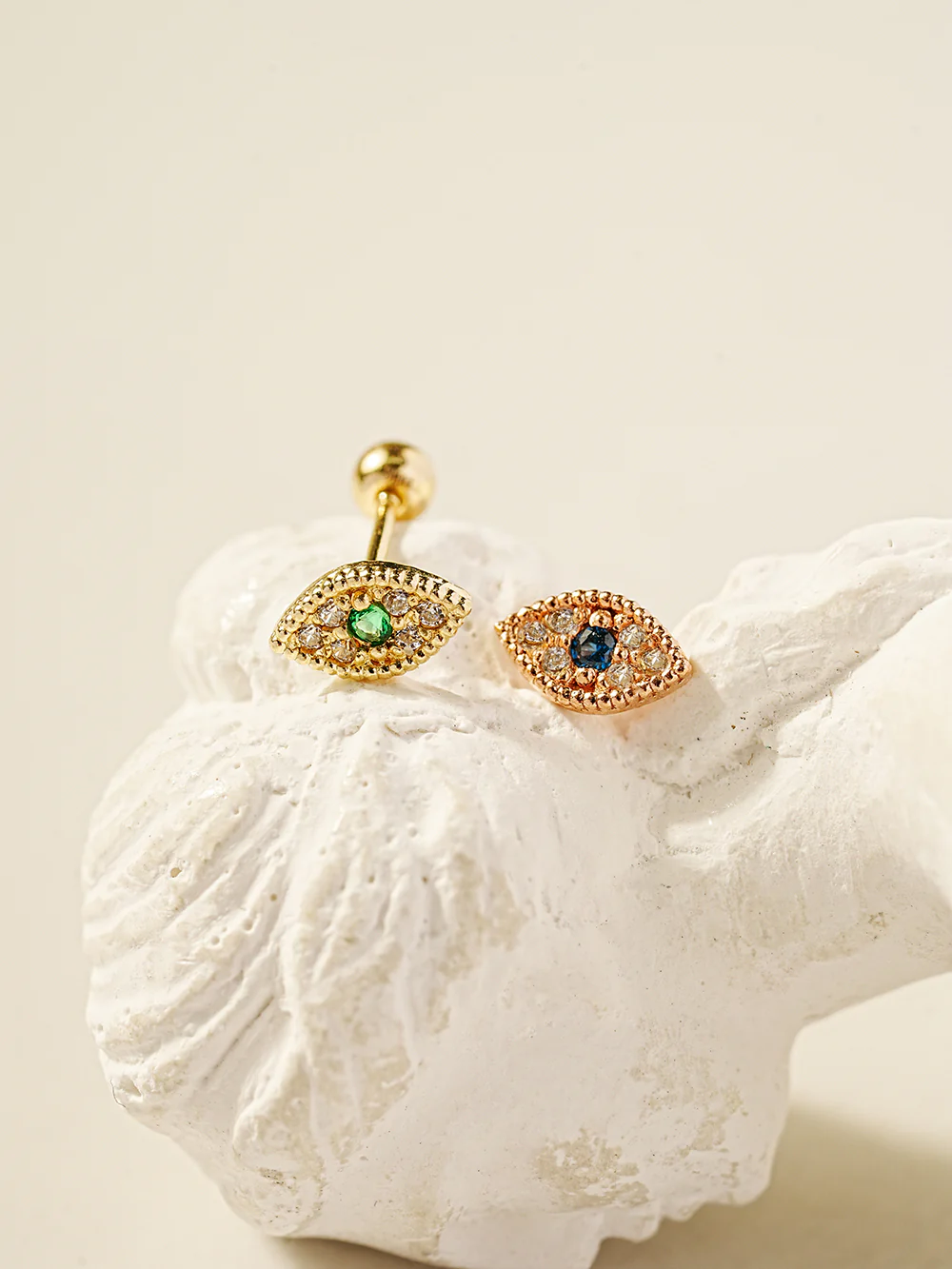 14K Gold Piercing Evil Eye Cartilage Earring 20g - Image 9
