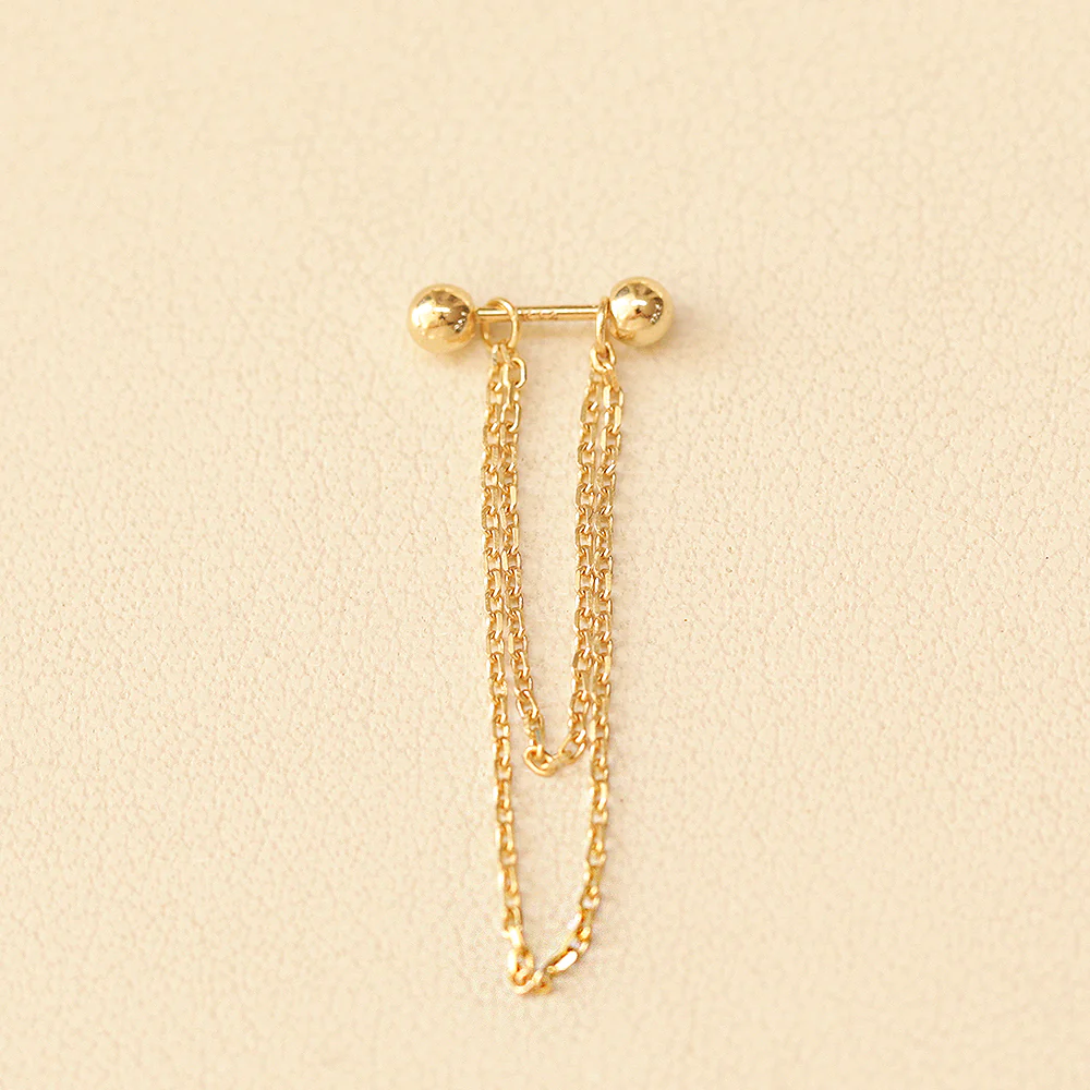 14K Gold Piercing Layered Extender Chain - Image 12