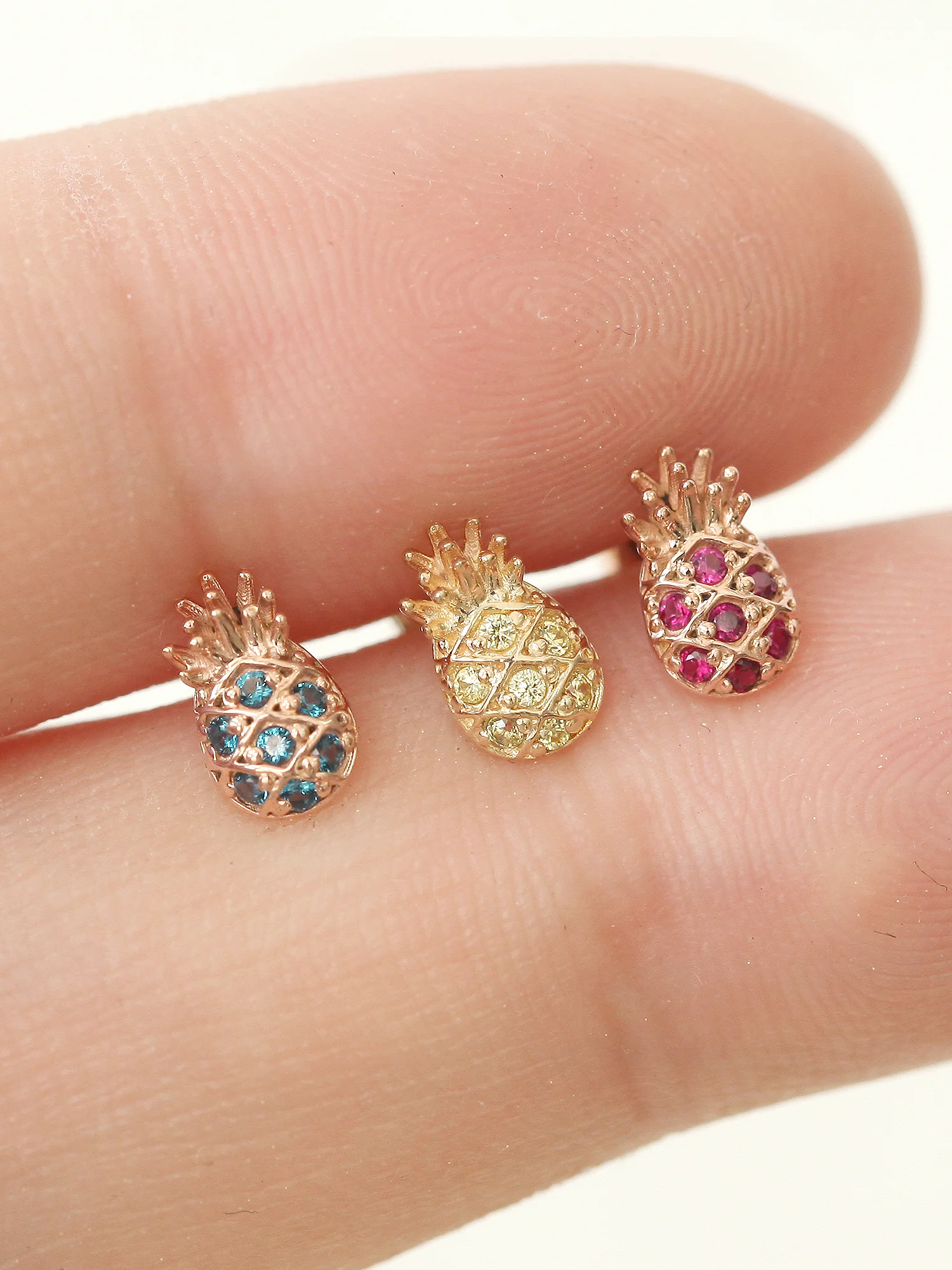 14K Gold Pineapple Cartilage Earring 18G16G - Image 5