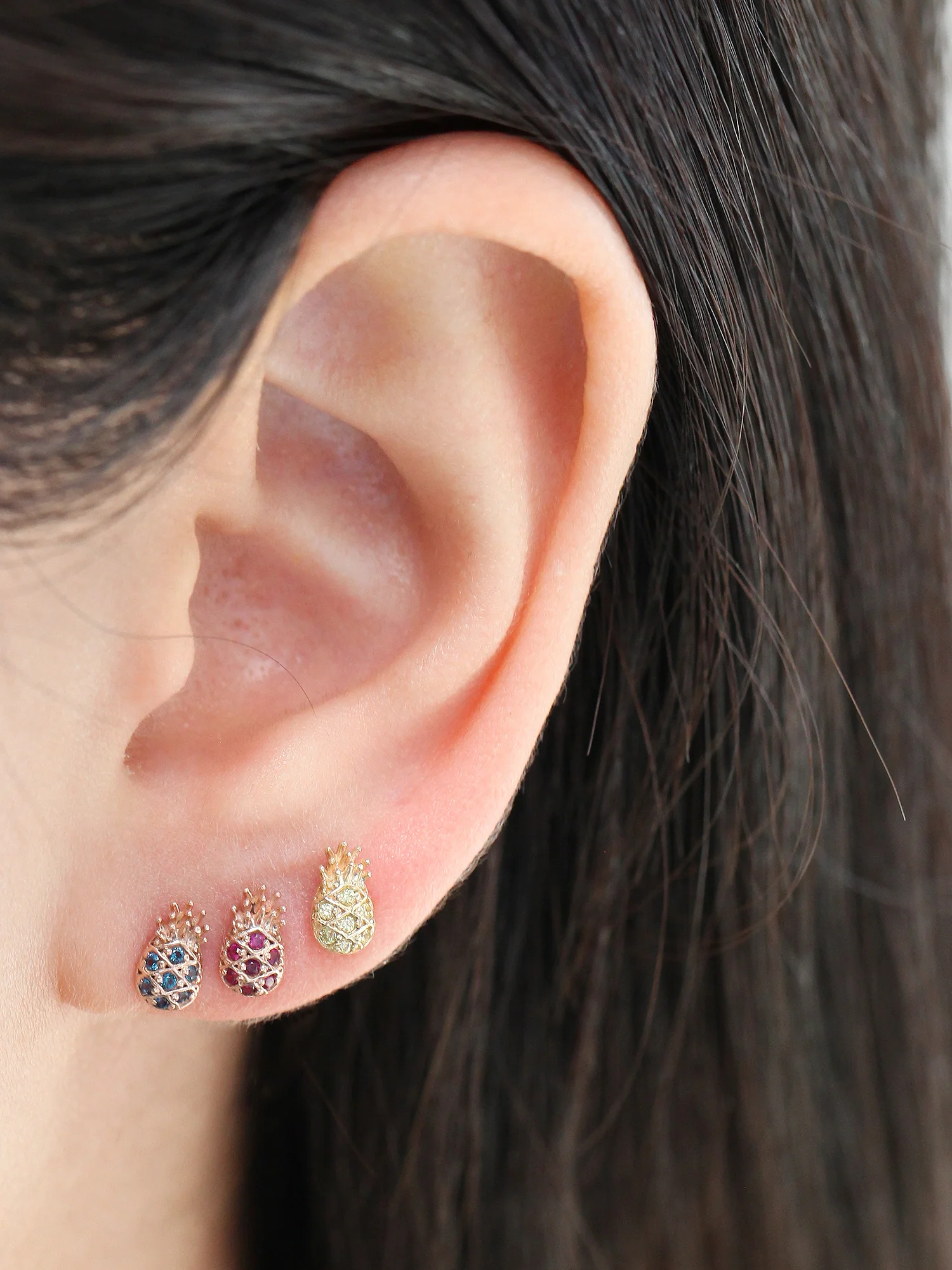 14K Gold Pineapple Cartilage Earring 18G16G - Image 6