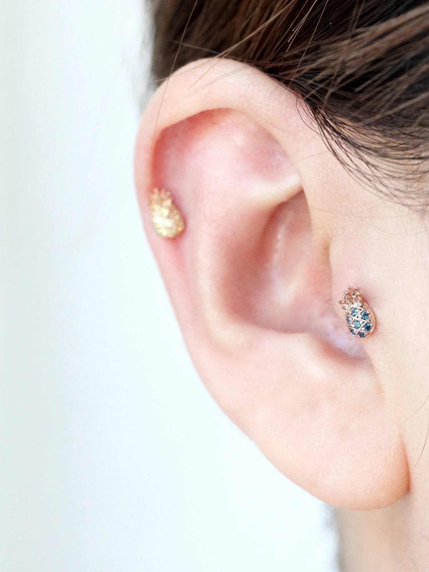 14K Gold Pineapple Cartilage Earring 18G16G - Image 8