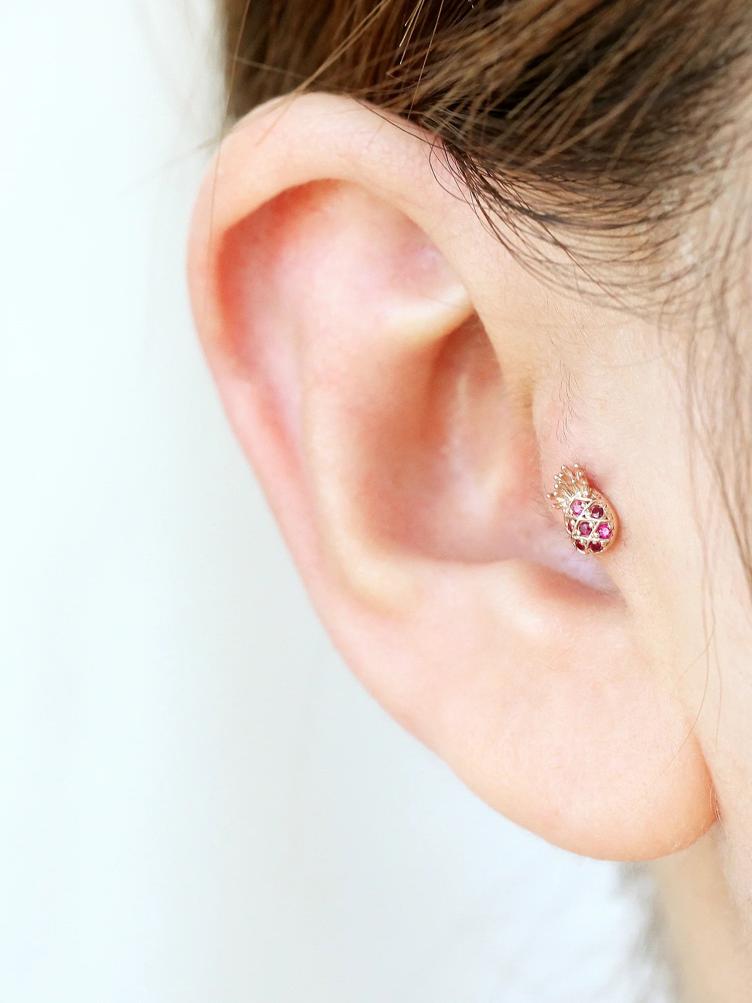 14K Gold Pineapple Cartilage Earring 18G16G - Image 9