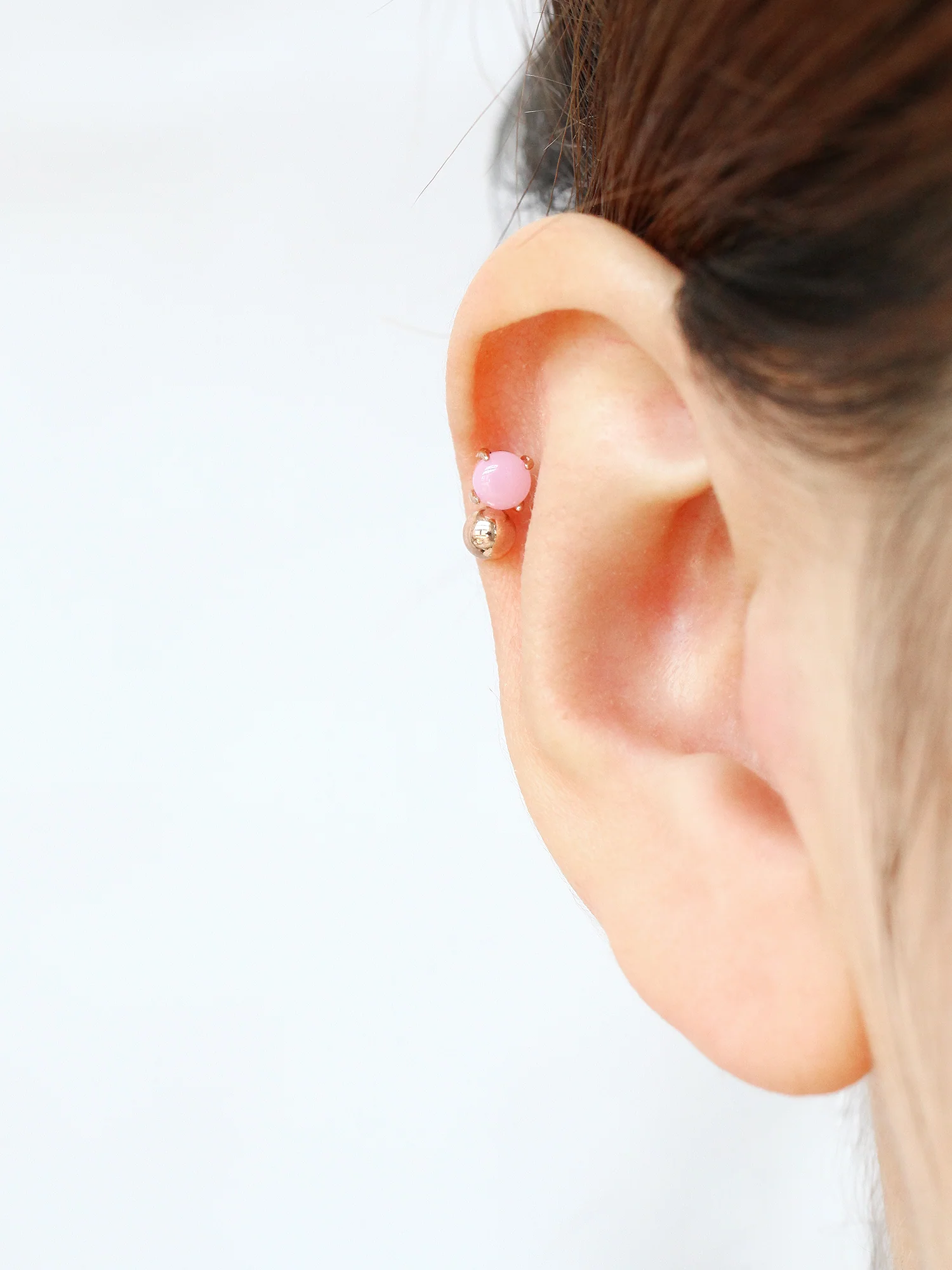14K Gold Pink Opal Cartilage Earring 18G16G - Image 12