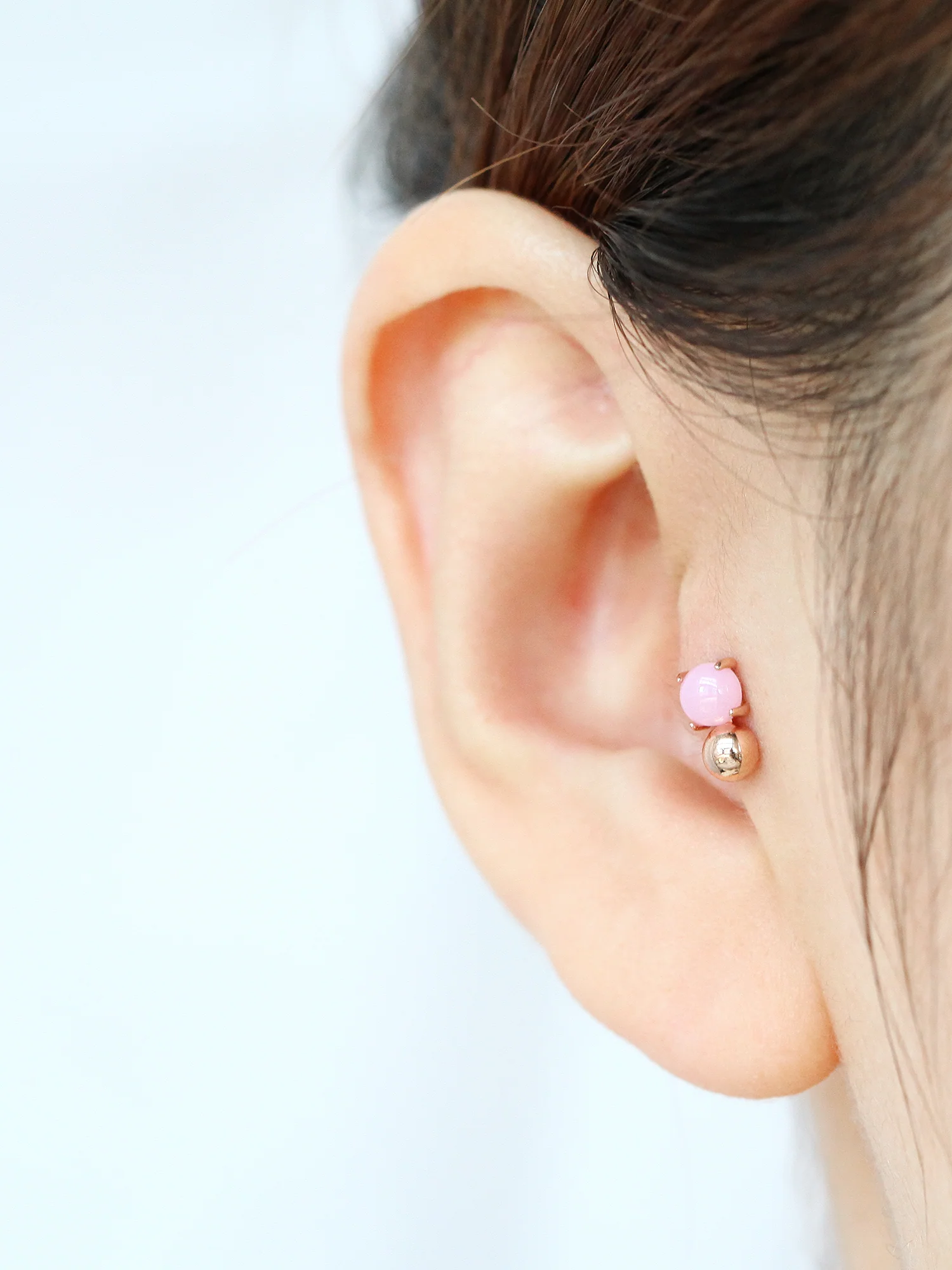 14K Gold Pink Opal Cartilage Earring 18G16G - Image 14