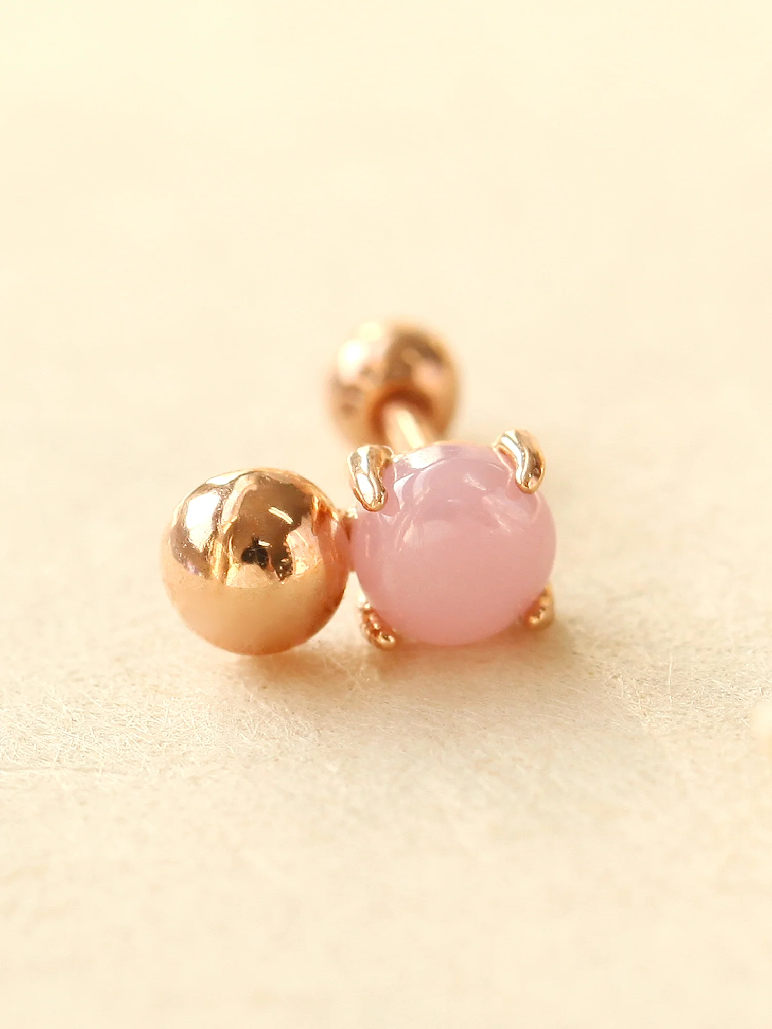 14K Gold Pink Opal Cartilage Earring 18G16G - Image 15