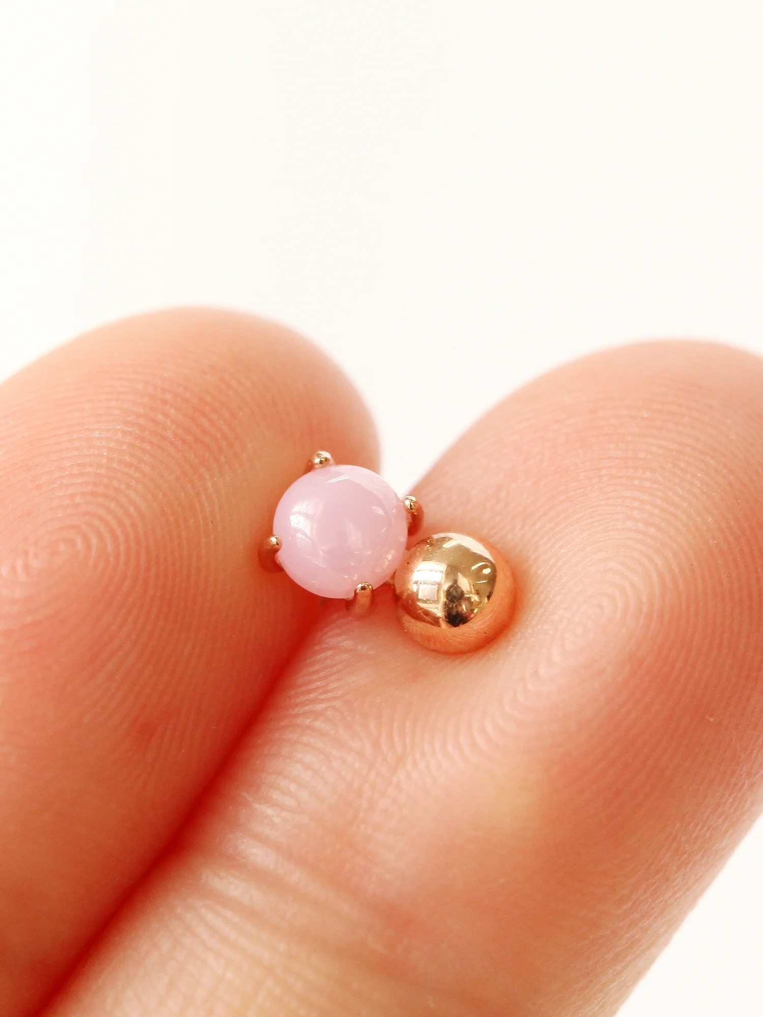 14K Gold Pink Opal Cartilage Earring 18G16G - Image 17
