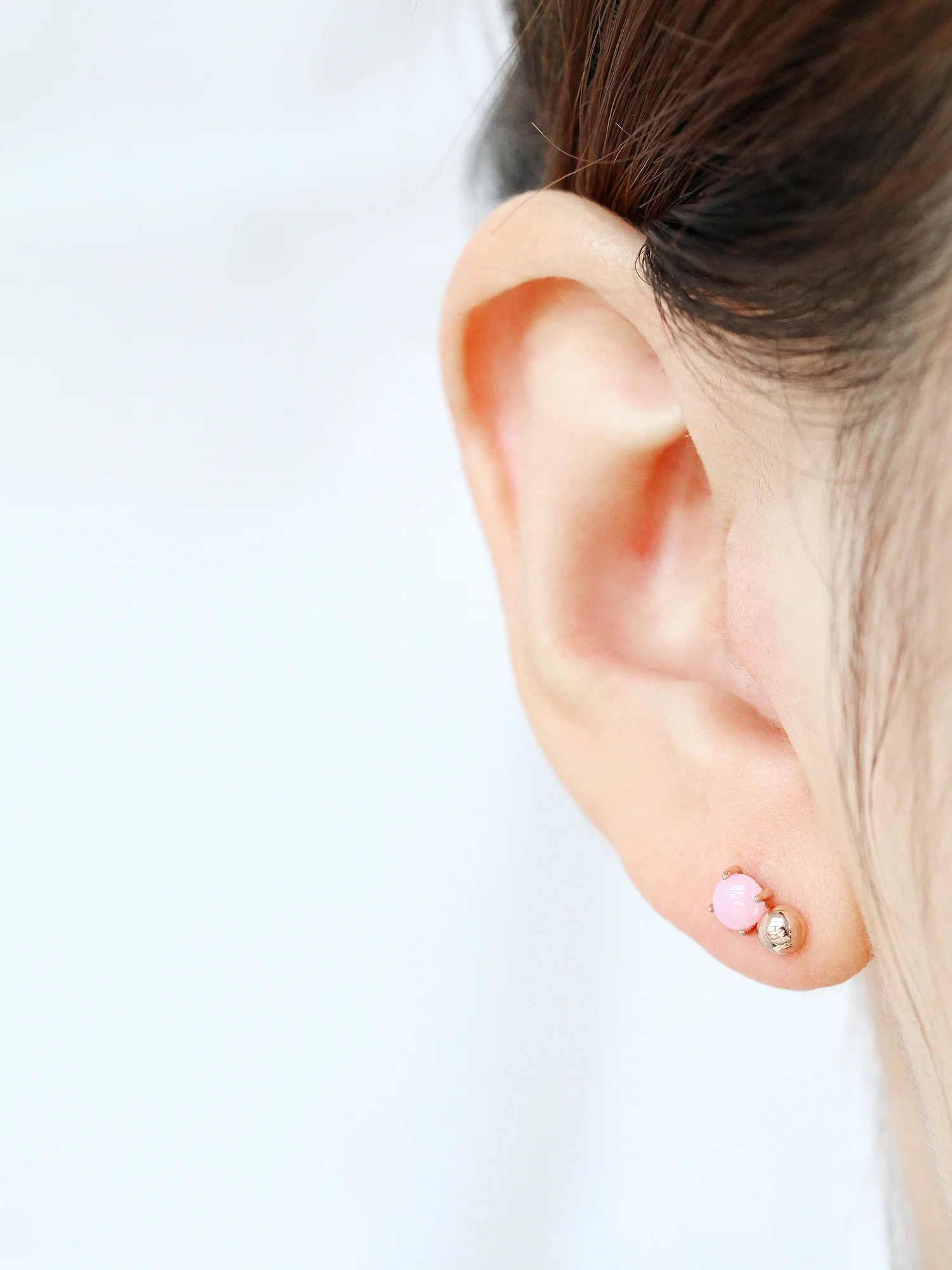 14K Gold Pink Opal Cartilage Earring 18G16G - Image 2