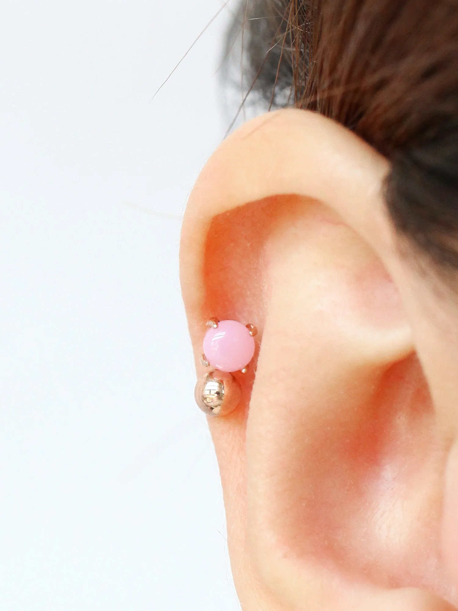 14K Gold Pink Opal Cartilage Earring 18G16G - Image 6