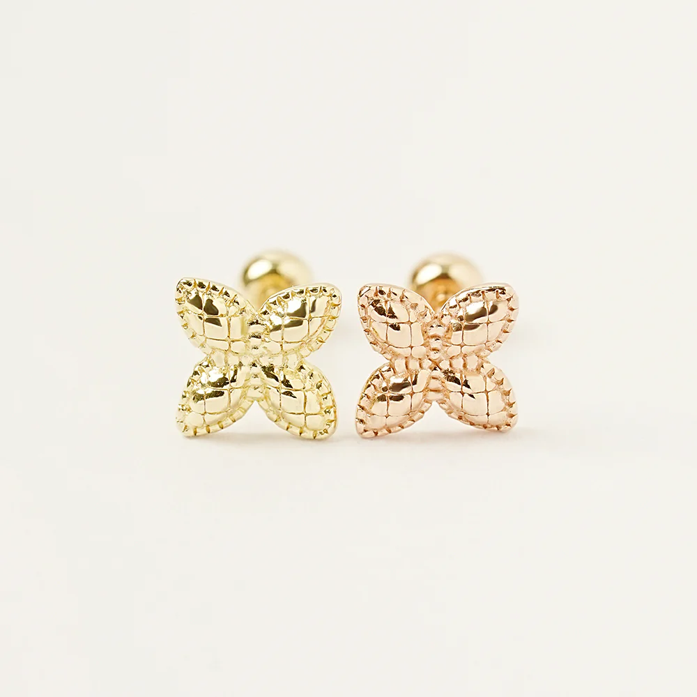 14K Gold Pinwheel Flower Cartilage Earring 20G - Image 5