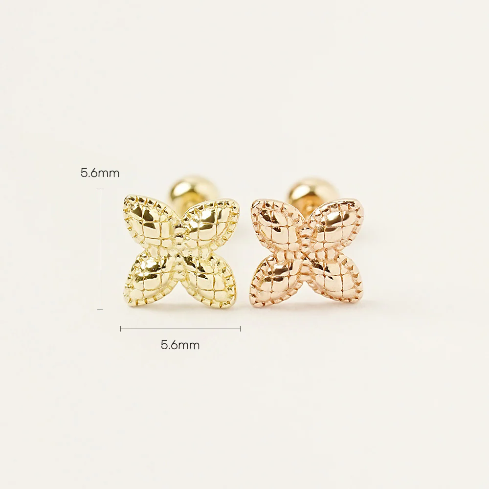 14K Gold Pinwheel Flower Cartilage Earring 20G - Image 6