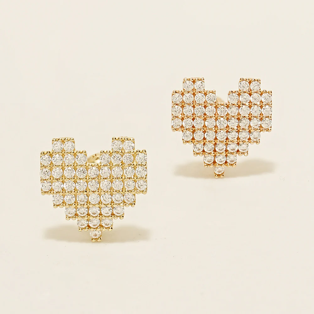 14K Gold Pixel Heart Cartilage Earring 18G16G - Image 10