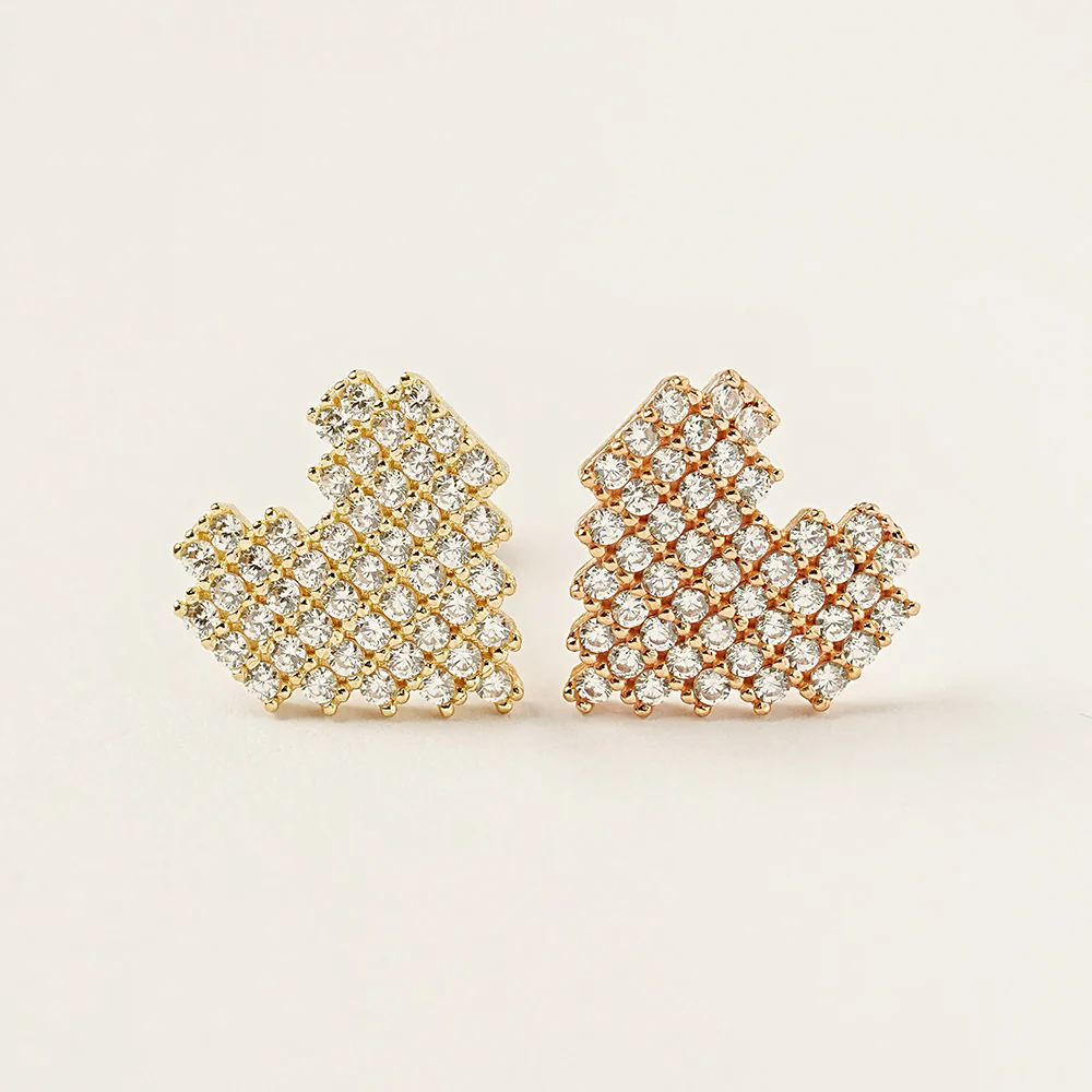 14K Gold Pixel Heart Cartilage Earring 18G16G - Image 11
