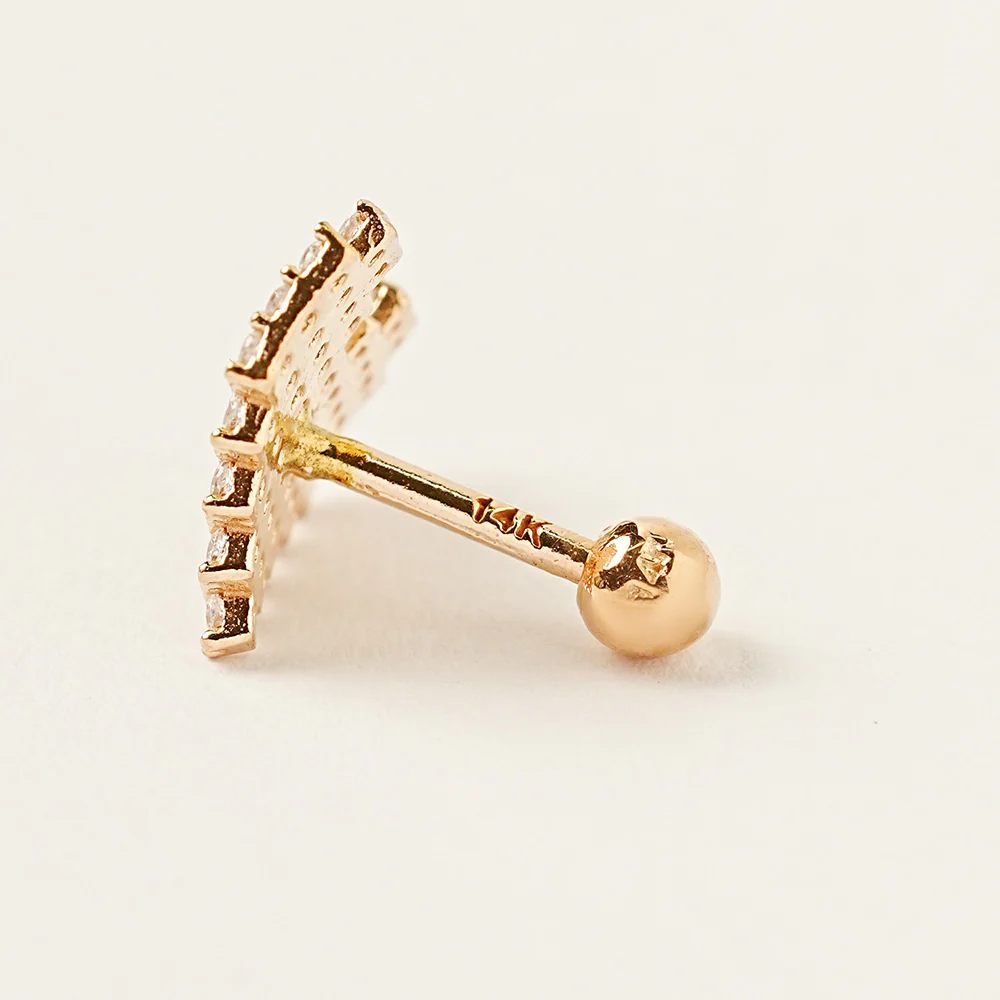 14K Gold Pixel Heart Cartilage Earring 18G16G - Image 13