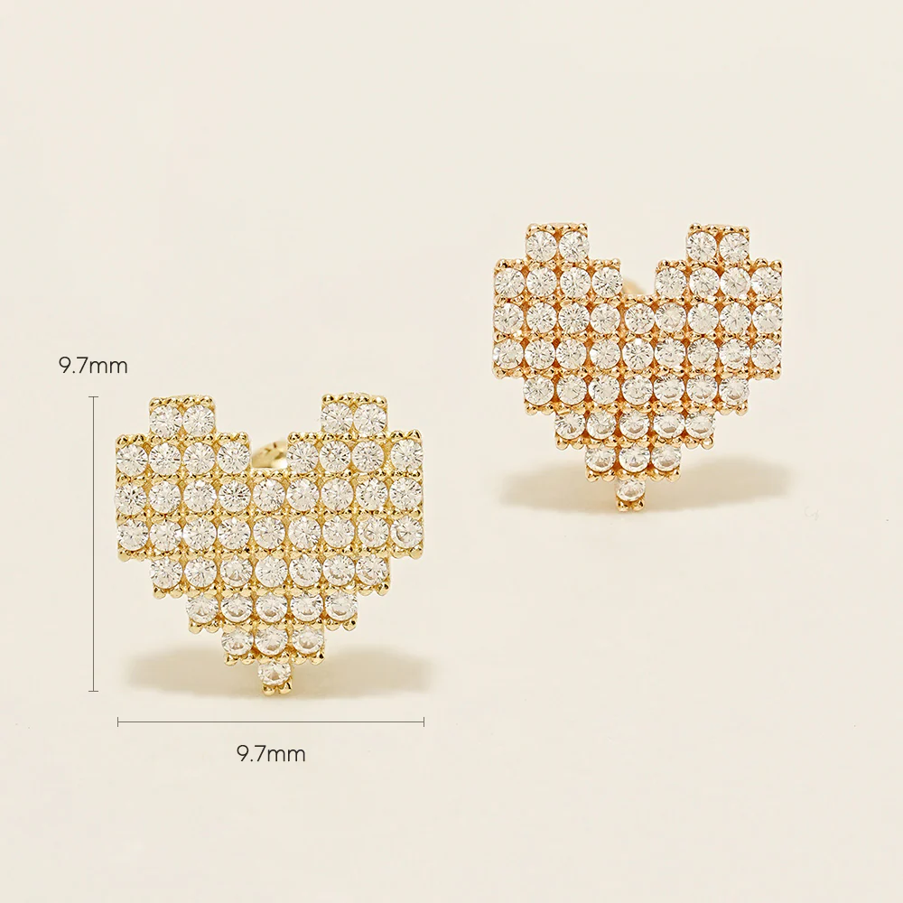14K Gold Pixel Heart Cartilage Earring 18G16G - Image 14