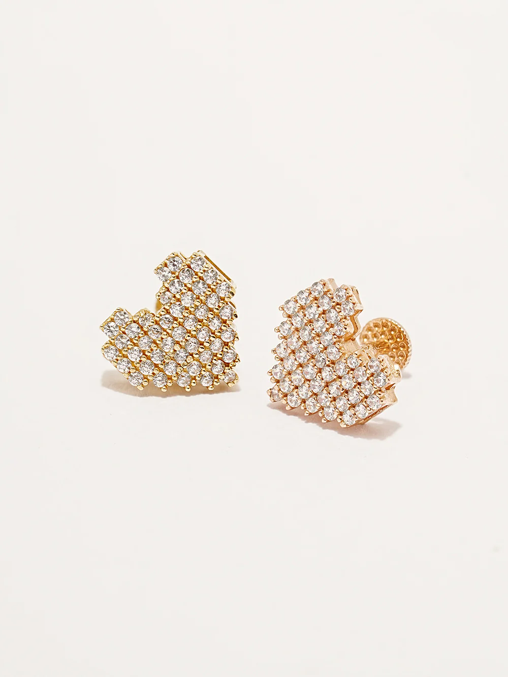 14K Gold Pixel Heart Labret Piercing 18G16G