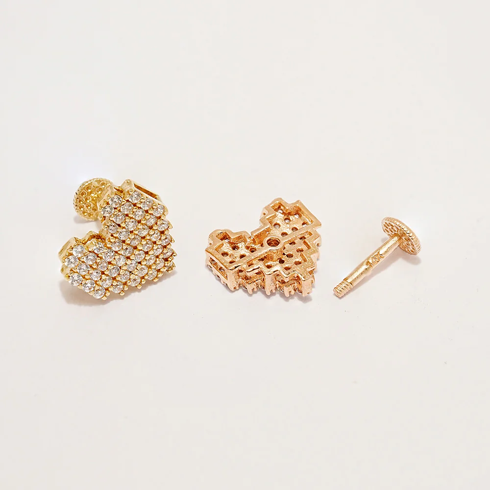 14K Gold Pixel Heart Labret Piercing 18G16G - Image 11