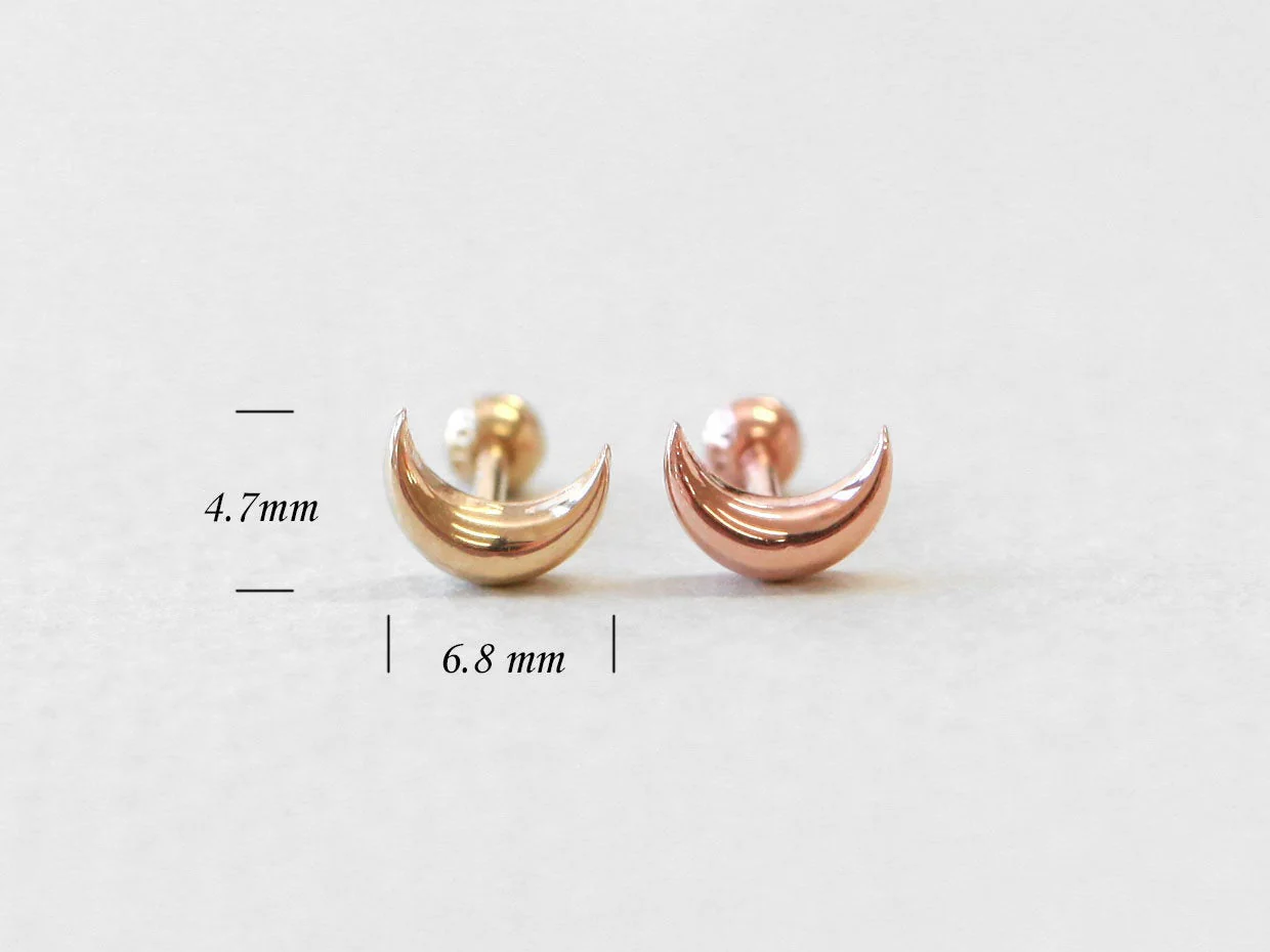 14K Gold Plain Crescent Cartilage Earring 18G16G - Image 10