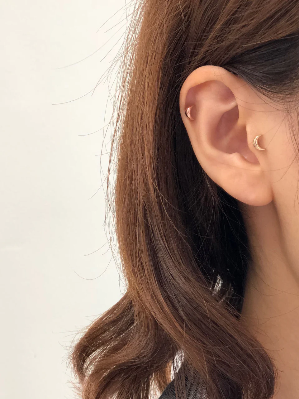 14K Gold Plain Crescent Cartilage Earring 18G16G - Image 9