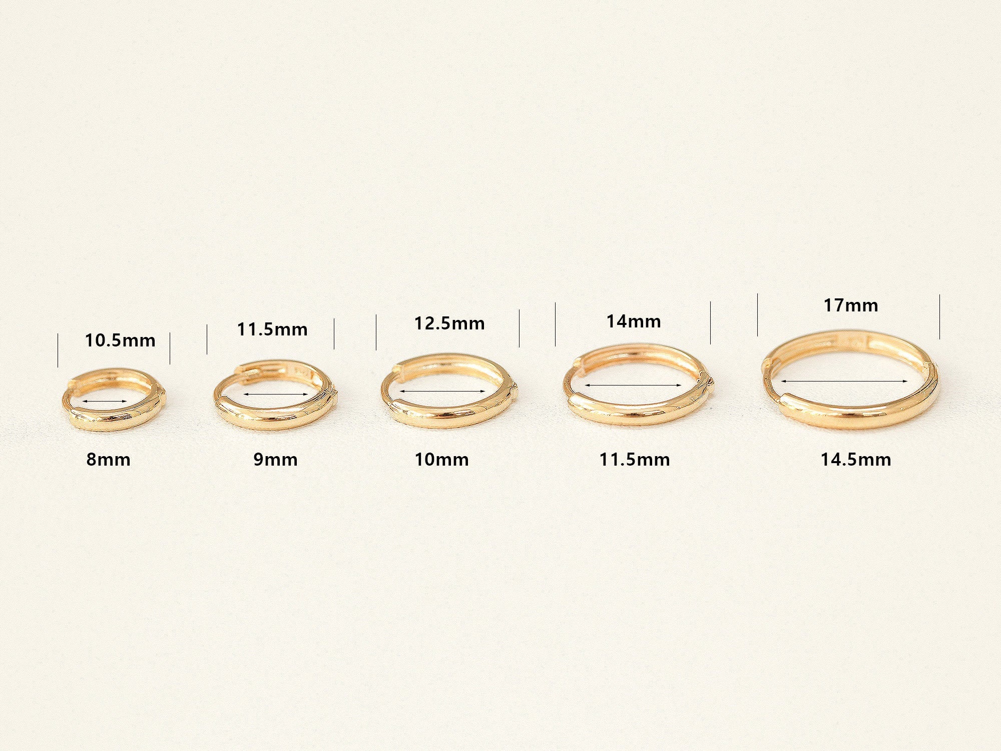 14K Gold Plain Hoop Cartilage Earring - Image 11