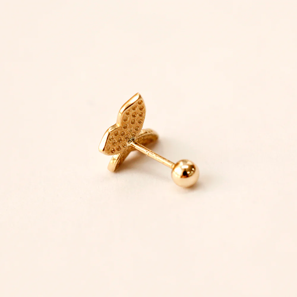 14K Gold Plain Solid Butterfly Cartilage Earring 20G18G16G - Image 11