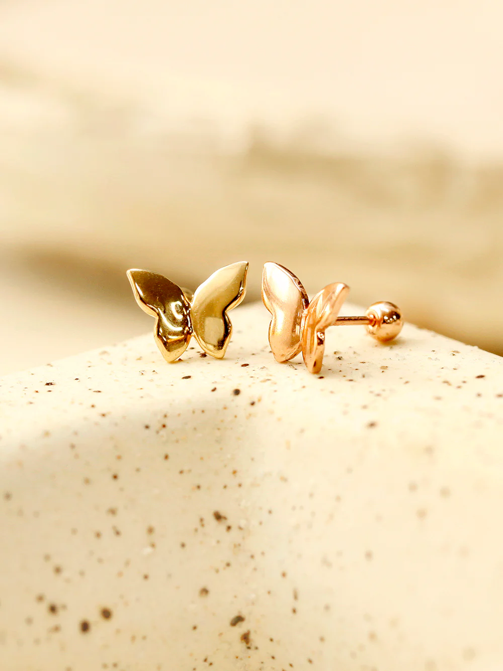 14K Gold Plain Solid Butterfly Cartilage Earring 20G18G16G - Image 7