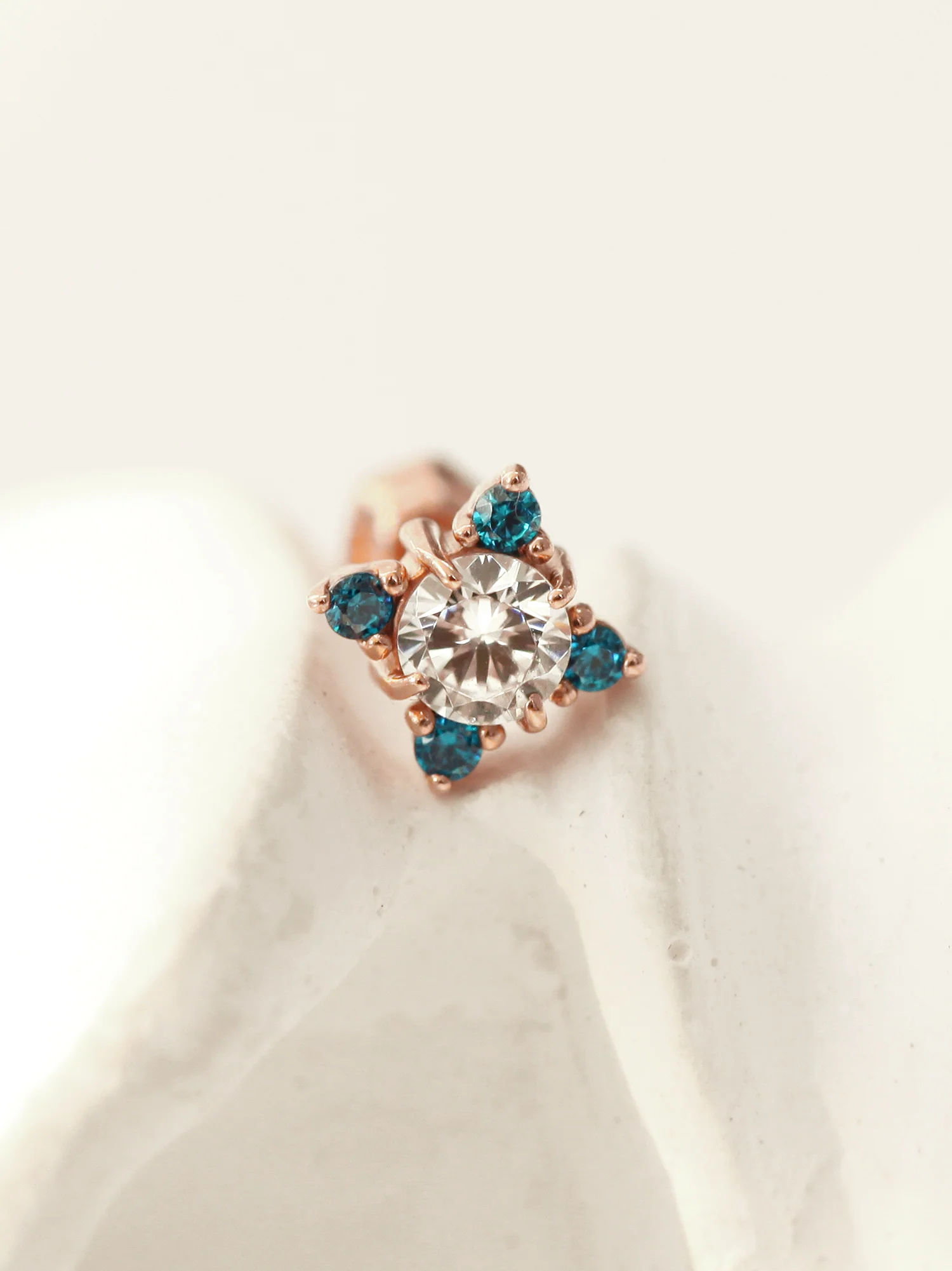 14K Gold Point Blue cartilage earring 18g16g - Image 5