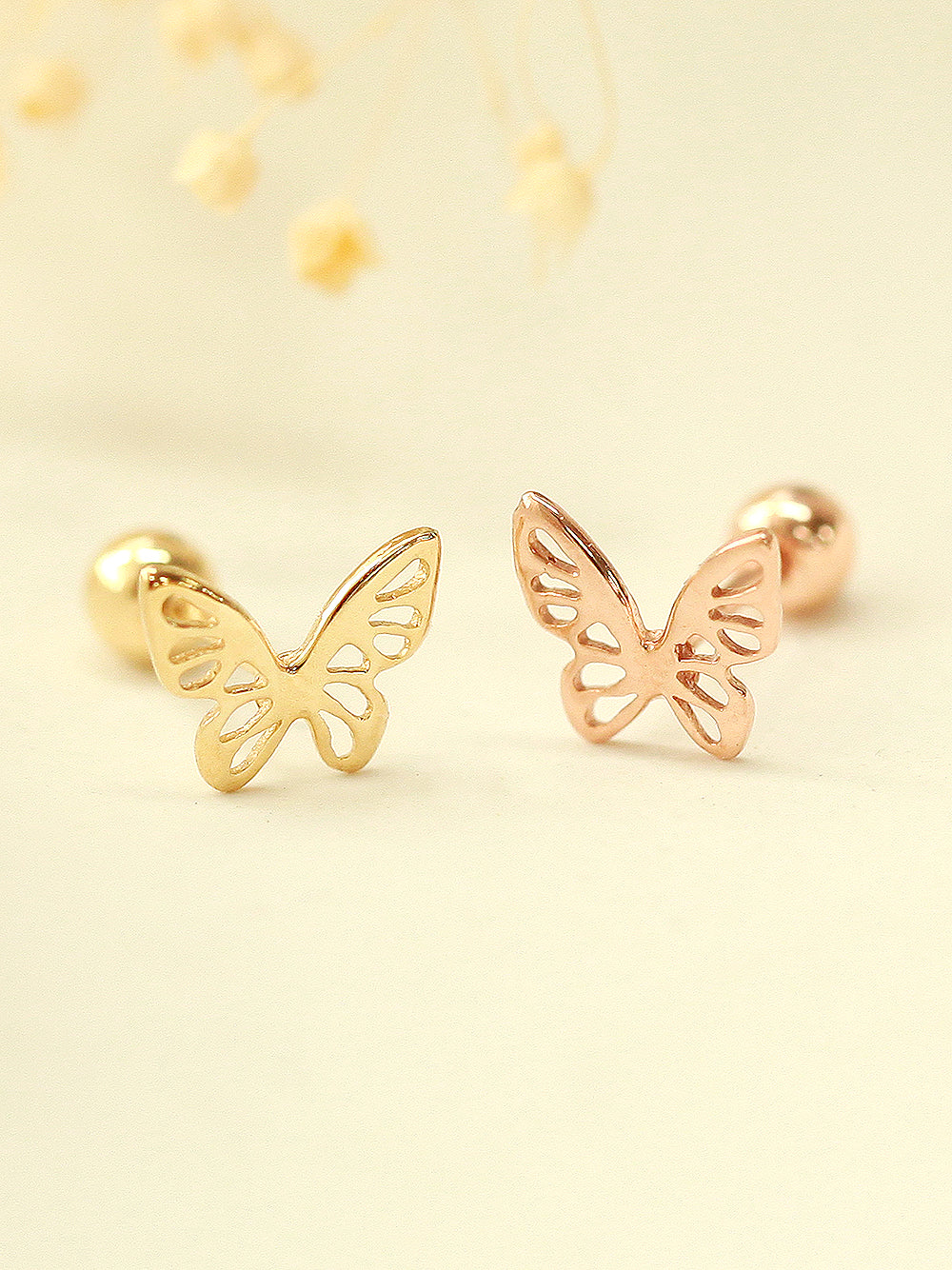 14K Gold Point Butterfly Cartilage Earring 20G18G16G - Image 10