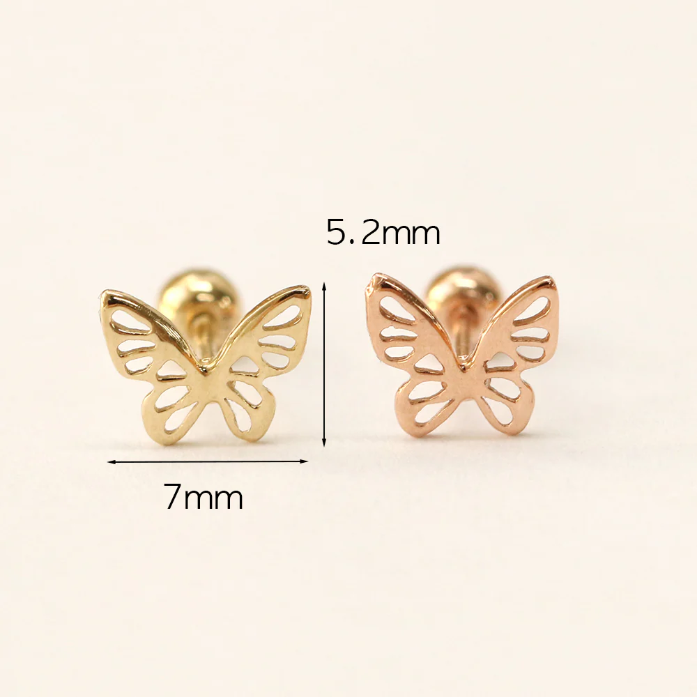 14K Gold Point Butterfly Cartilage Earring 20G18G16G - Image 12