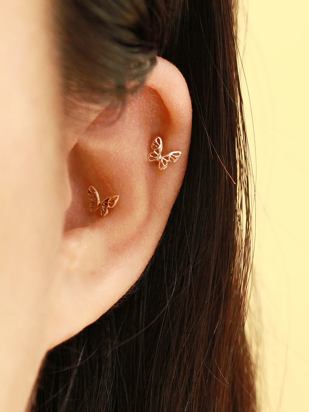 14K Gold Point Butterfly Cartilage Earring 20G18G16G - Image 6