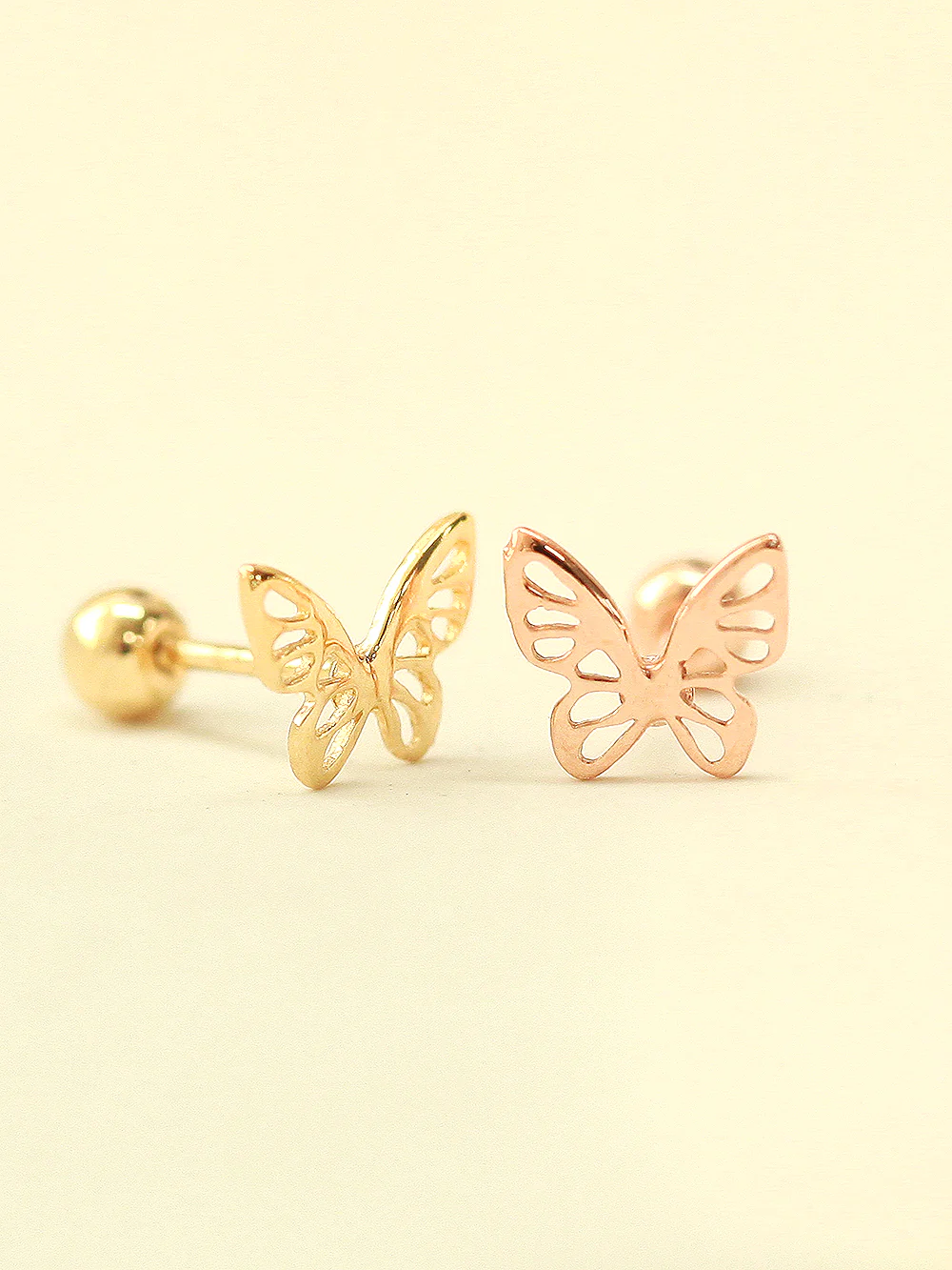 14K Gold Point Butterfly Cartilage Earring 20G18G16G - Image 9