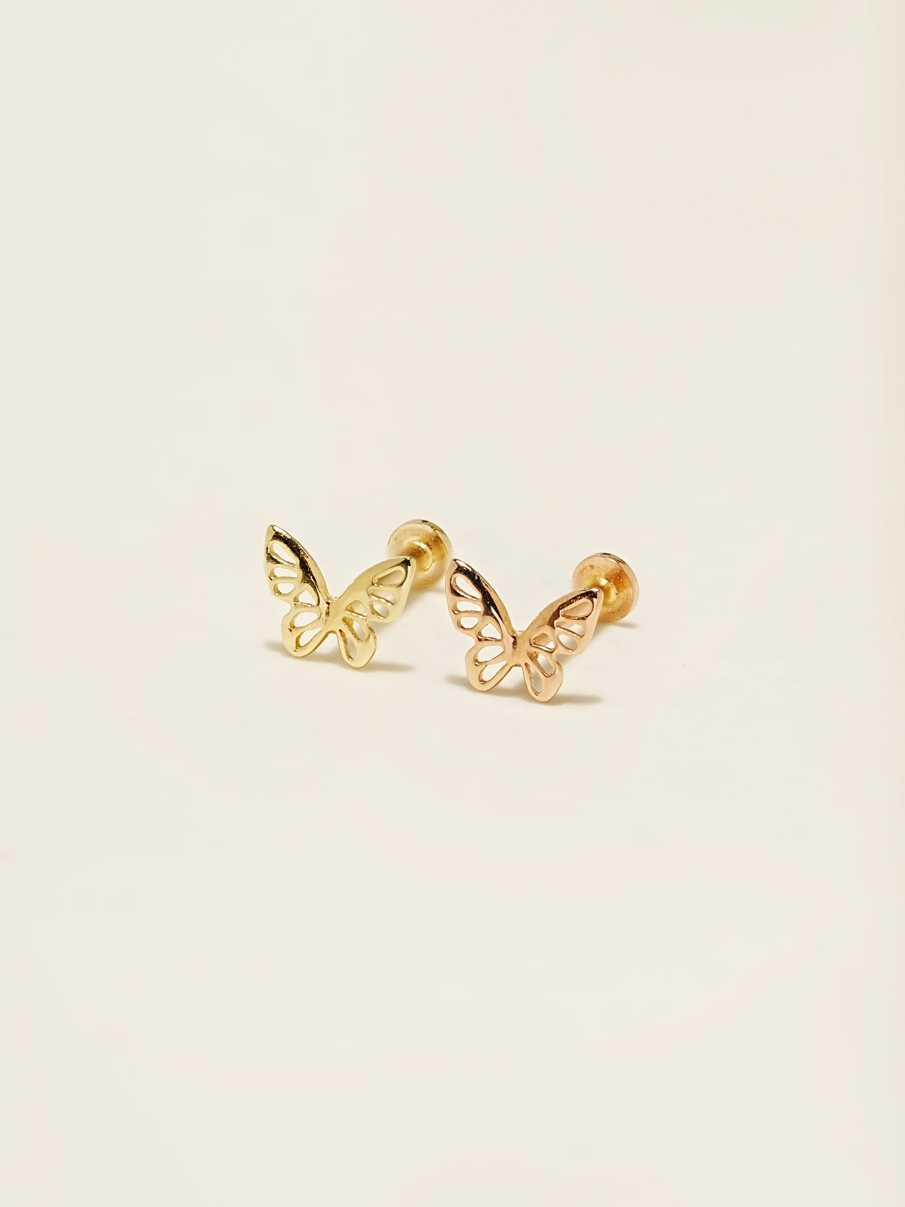 14K Gold Point Butterfly Internally Threaded Labret Piercing 18G16G - Image 7
