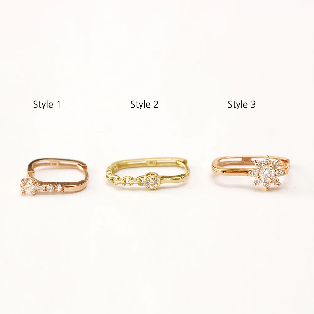 14K Gold Point Cubic Cartilage Hoop Earring - Image 10