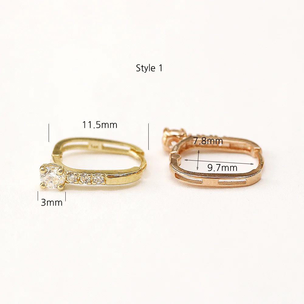 14K Gold Point Cubic Cartilage Hoop Earring - Image 11